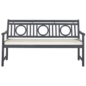 Montclair 60.6 in. 3-Person Ash Gray Acacia Wood Outdoor Bench with Beige Cushions