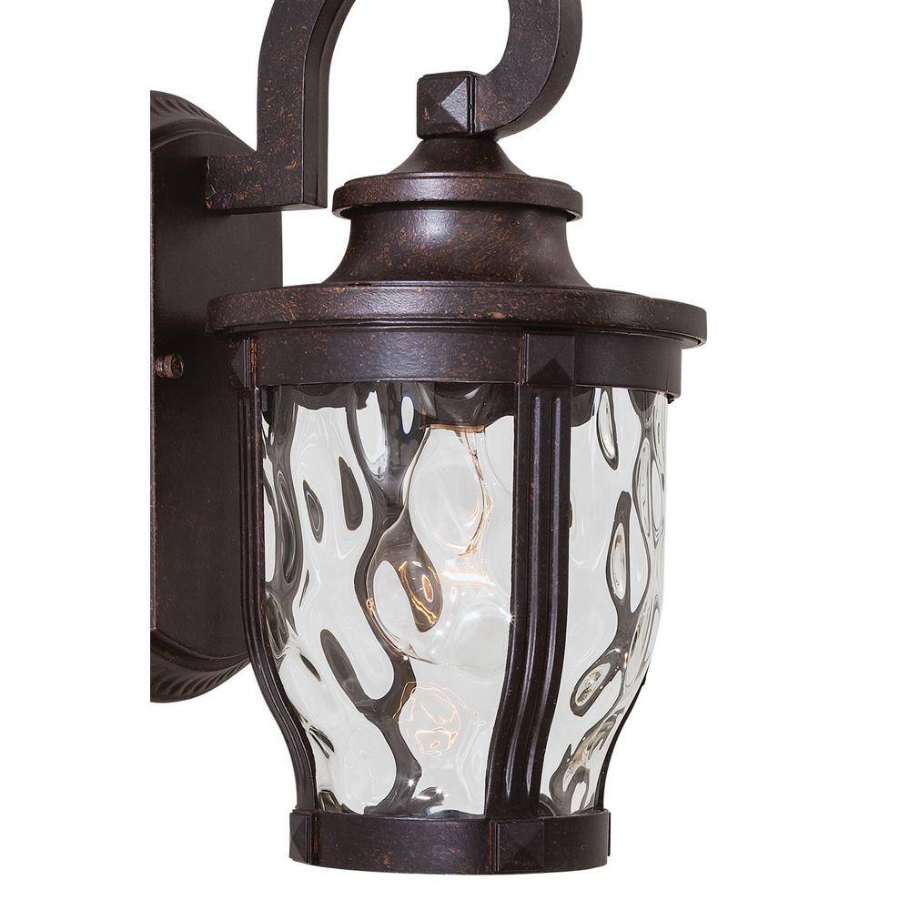 Corona Bronze Outdoor Lantern Sconce with Clear Hammered Glass