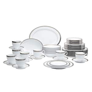 Austin Platinum 50-Piece Dinnerware Set (White) Porcelain, Service for 8