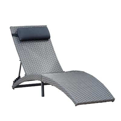 AMALFI Folding Wicker Lounge Chair with Grey Cushion