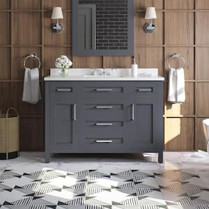 Tahoe 48 in. W x 21 in. D x 34 in. H Single Sink Bath Vanity in Dark Charcoal with White Engineered Stone Top