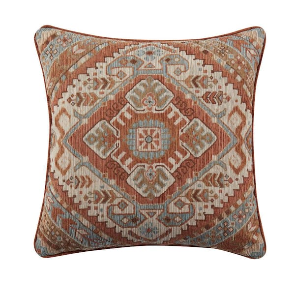 Unbranded Jefferson Clay Polyester Southwest 20 in.  Square Decorative Throw Pillow 20 In. L x 20 In. W