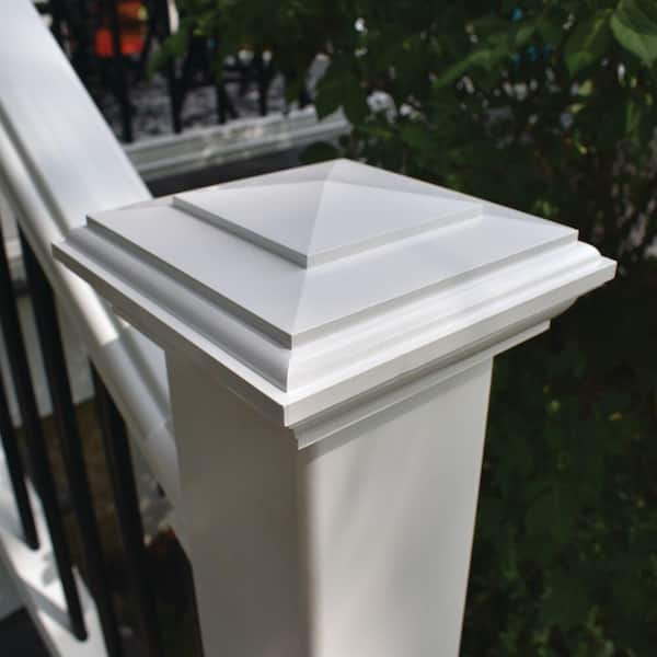 4 in White Solar Post Cap Durable Veranda Deck Railing x 4 in 