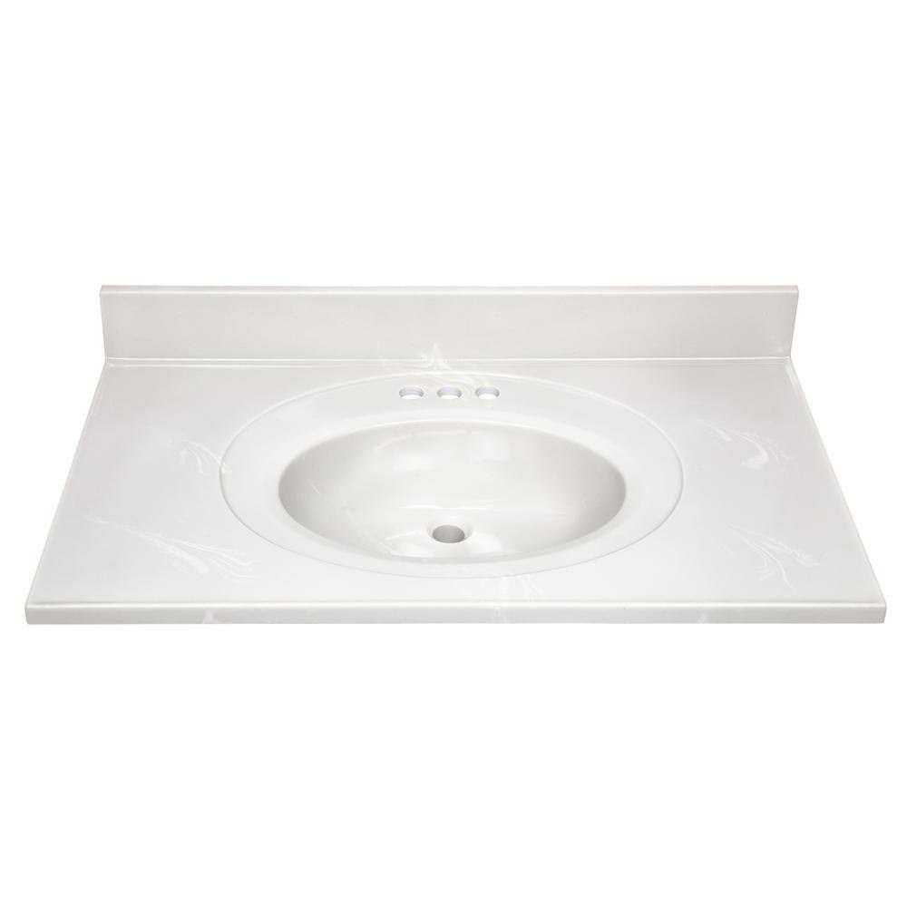 Ivory Swirl 37-Inch Cultured Marble Vanity Top with Backsplash
