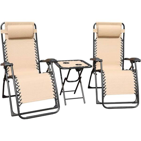 3-Piece Metal Outdoor Chaise Lounge Chair H-GFC057 - The Home Depot