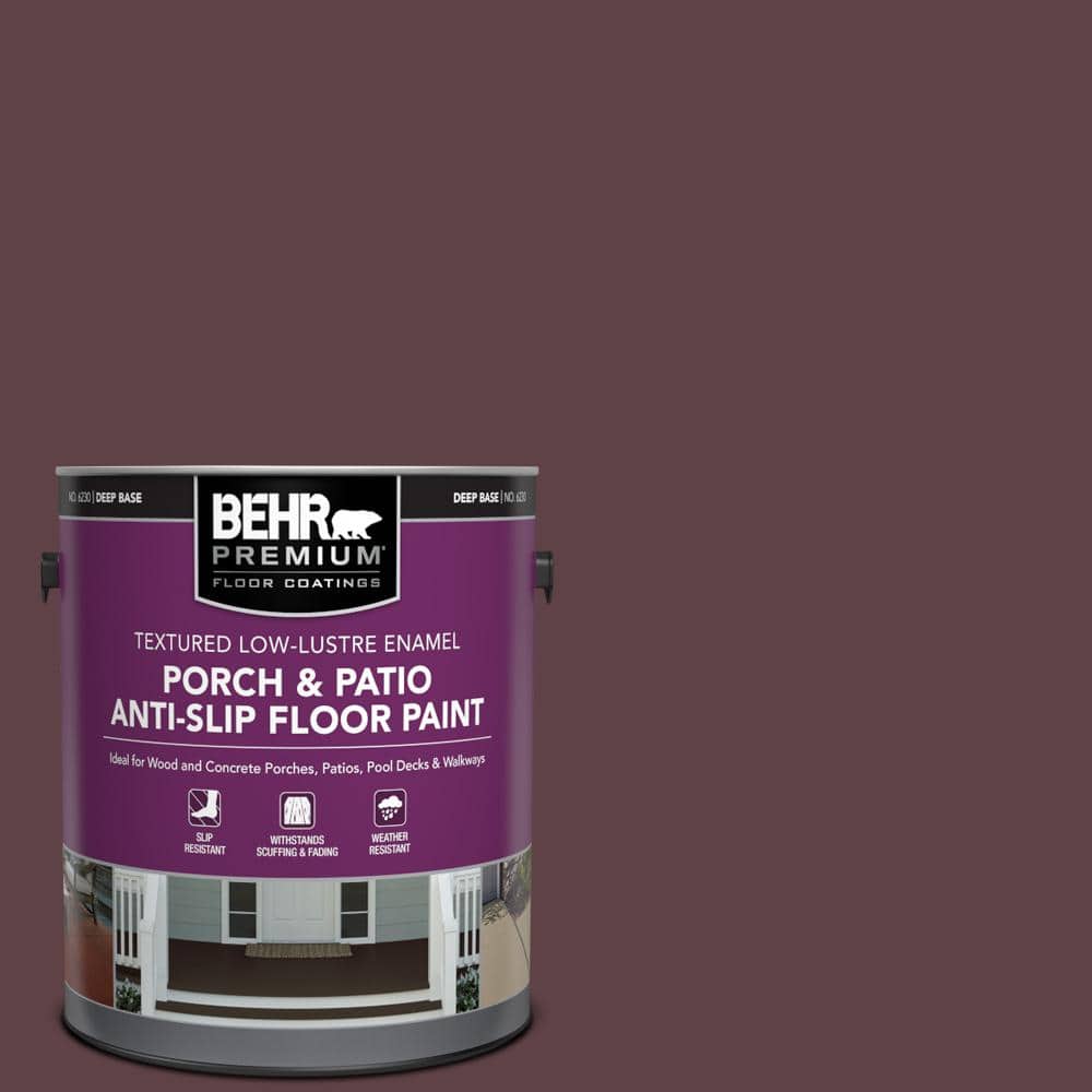 BEHR PREMIUM 1 gal. 110F-7 Deep Garnet Textured Low-Lustre Enamel  InteriorExterior Porch and Patio Anti-Slip Floor Paint 623001 - The Home  Depot