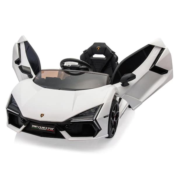 12-Volt Kids Ride on Car, Licensed Lamborghini Electric Car for Kids Over 37-Months, White