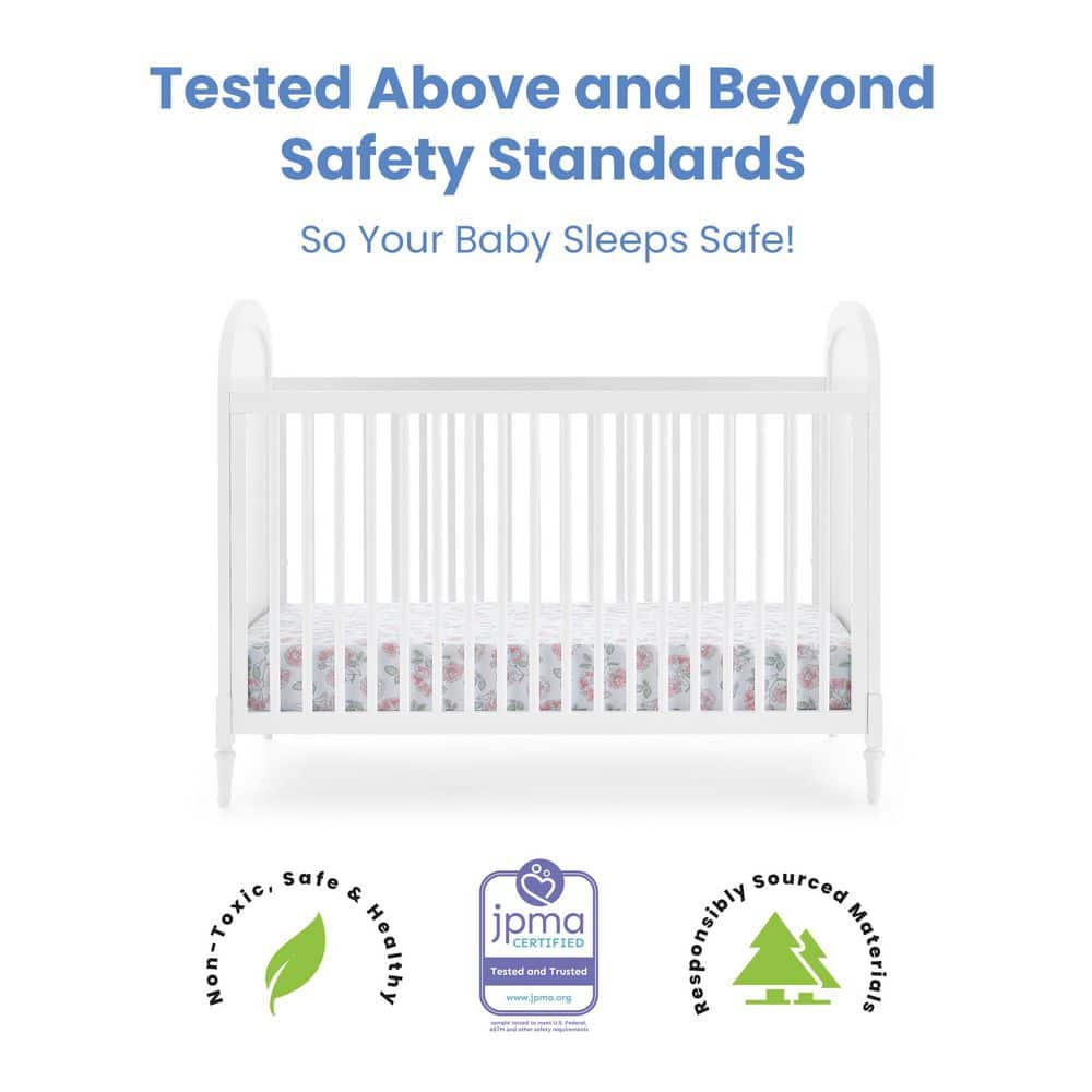 White and Natural Wood Convertible Toddler Crib with Cane Panels