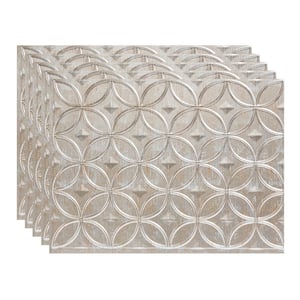 18.25 in. x 24.25 in. Rings Vinyl Backsplash Panel in Vintage Metal (5-Pack)