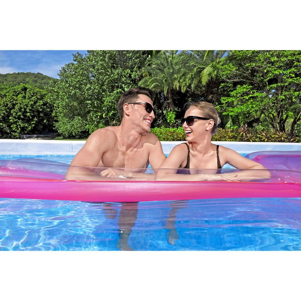 Gray 18ft x 9ft Rectangular Metal Frame Pool Set with Filter Pump