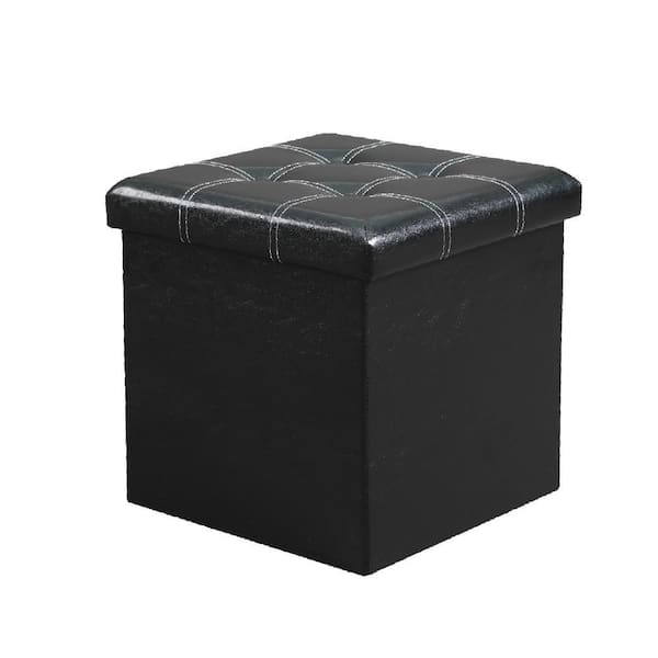 LOKATSE HOME Black Foldable Storage Ottoman
