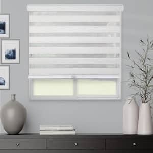 Basic Natural Cordless Cut-to-Width Light Filtering Dual Layer Zebra Roller Shade 20 in. W x 72 in. L