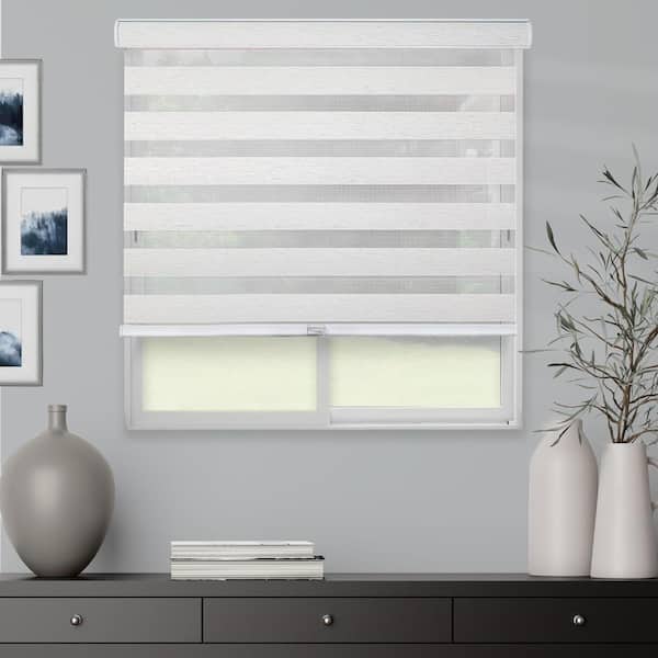 Chicology Basic Natural Cordless Cut-to-Width Light Filtering Dual Layer Zebra Roller Shade 22 in. W x 72 in. L