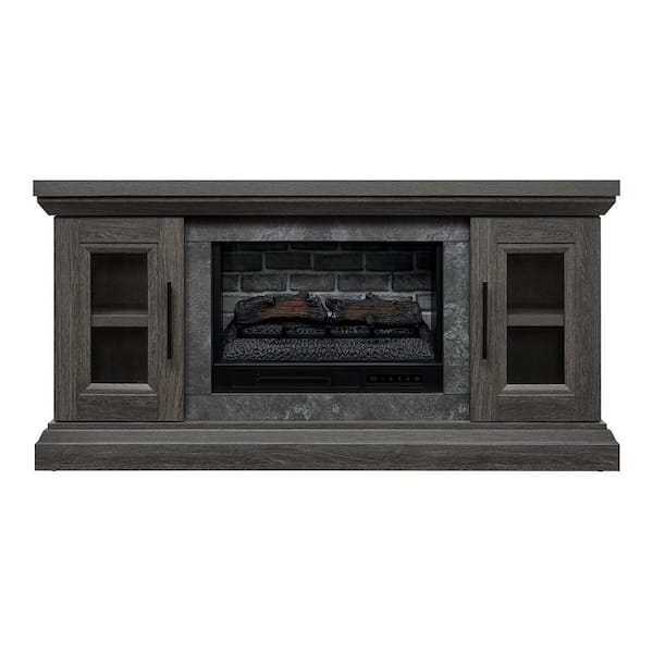 Chelsea 65 in. Freestanding Electric Fireplace TV Stand in Cappuccino with Ash Grain