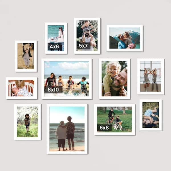 White 12-Pack Collage Picture Frames Set 2-8 x 10 2 6 x 84 5 x 74 4 x 6 WPC Frame w/ HD Plexiglass for Wall/Tabletop