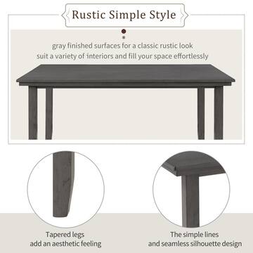 6-Piece Gray Rustic Wood Dining Set with Bench