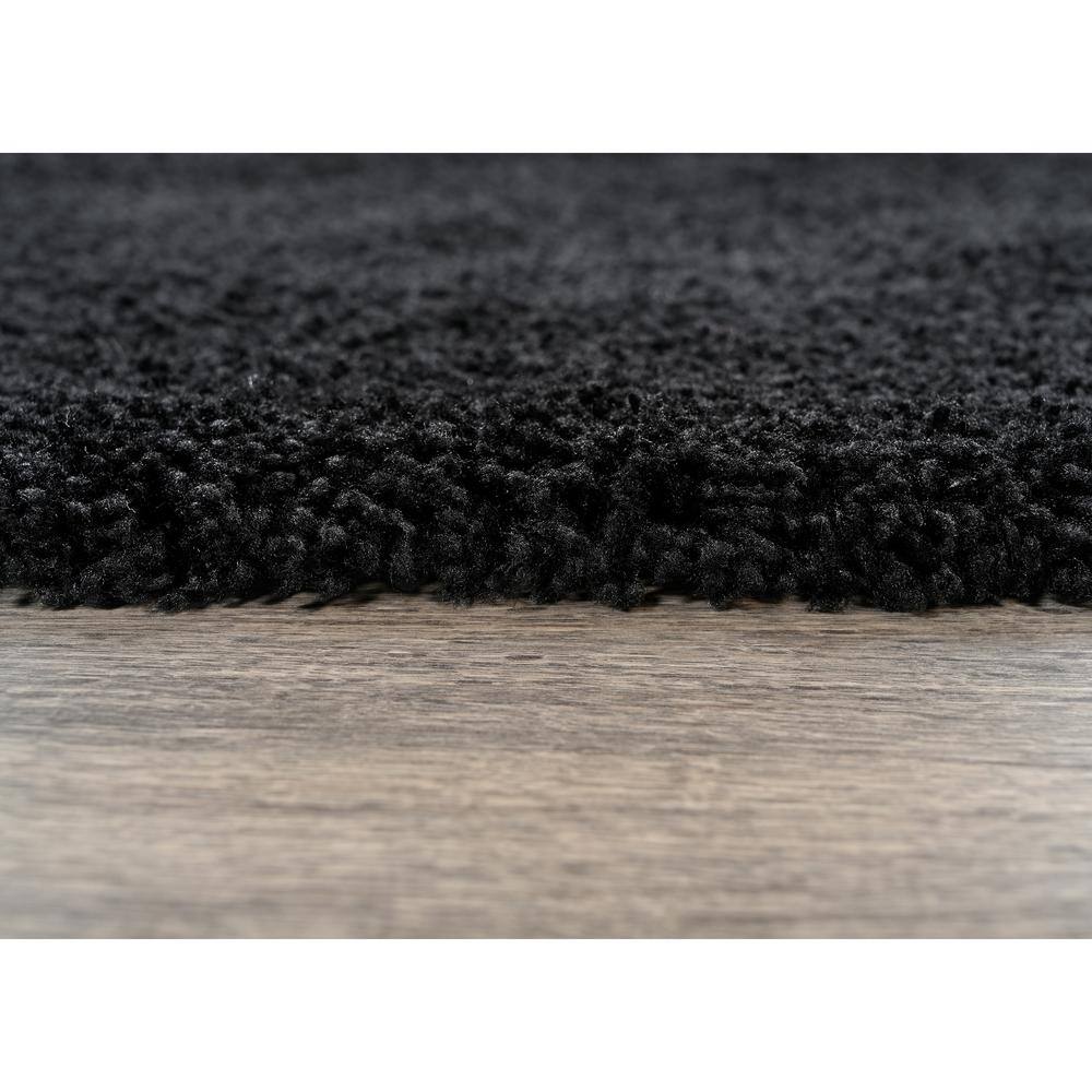 Serendipity Black Nylon Shaggy Bath Rug Set with Latex Backing