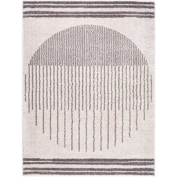 Livabliss Fossay Shag Black 8 ft. x 10 ft. Global Indoor Area Rug
