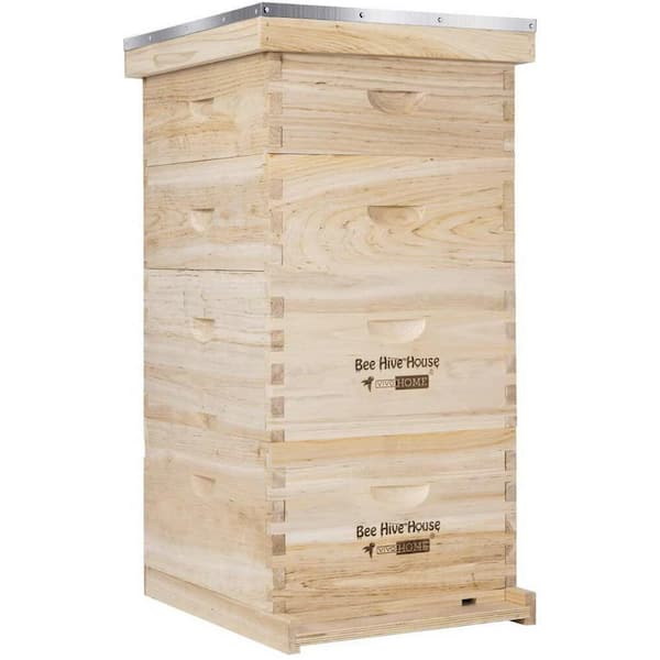 VIVOHOME Wooden 4-Layers Langstroth Bee Hive Box with Metal Roof