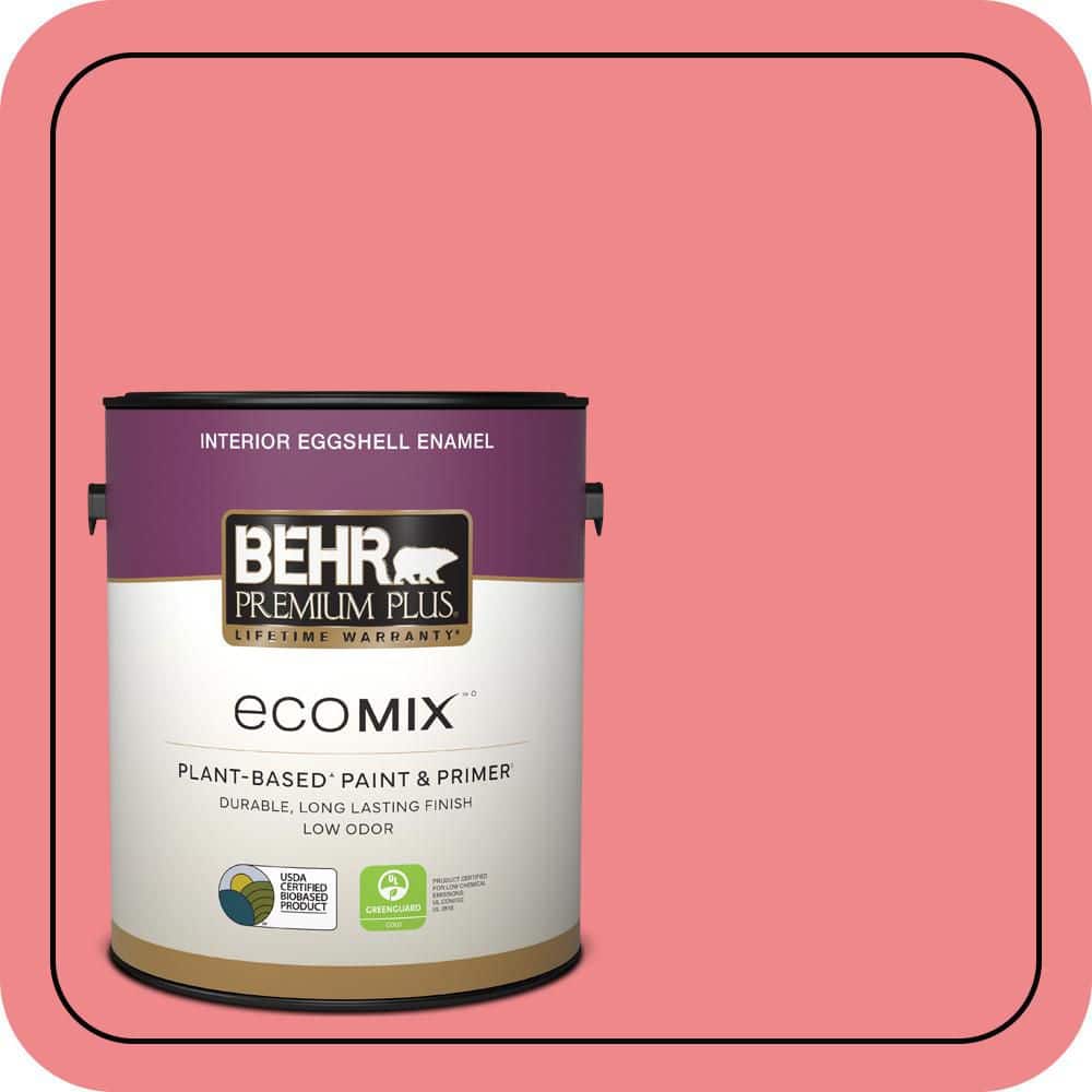 1 gal. #140B-5 Flamingo Dream Eggshell Enamel EcoMix Plant-Based Interior Paint & Primer price history on PriceWatchPro