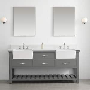 Wesley 72 in. W x 22 in. D Bath Vanity in Gray with Engineered Stone Vanity Top in Ariston White with White Sinks