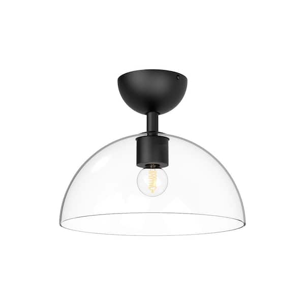 ALORA MOOD Jude 12 in. 1 Light 60-Watt Clear Glass/Matte Black Semi-Flush Mount