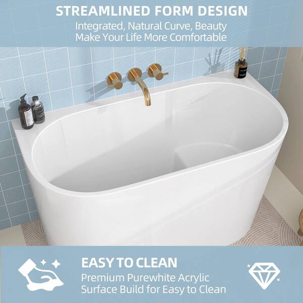 Zeafive High 47.25 in. x 23.63 in. Acrylic Japanese Soaking