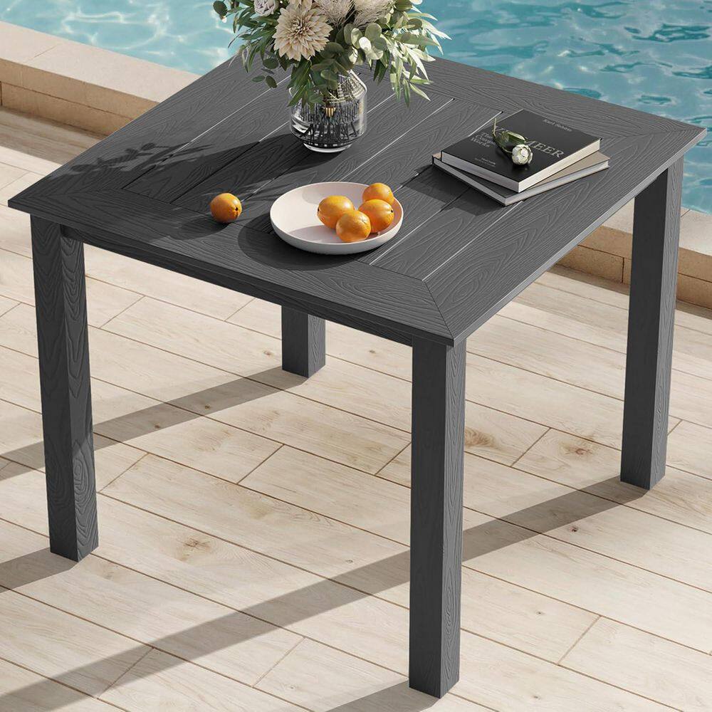 35 in. Grey Square Plastic Outdoor Patio Dining Table for 2-4 Persons price history on PriceWatchPro