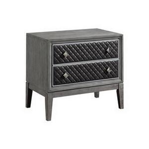 29 in. Gray, Silver and Nickel 2-Drawers Wooden Nightstand