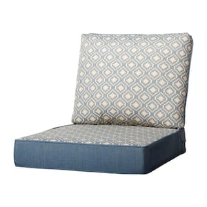 23 in. x 26 in. 2-Piece Universal Outdoor Deep Seat Lounge Chair Cushion in Blue Aztec (1-Pack)