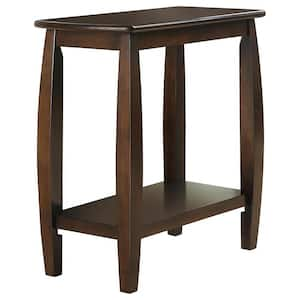 Chairside Table with Bowed Legs and Storage Shelf Cappuccino