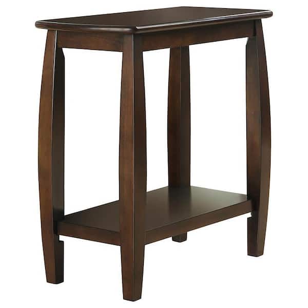 Coaster Chairside Table with Bowed Legs and Storage Shelf Cappuccino