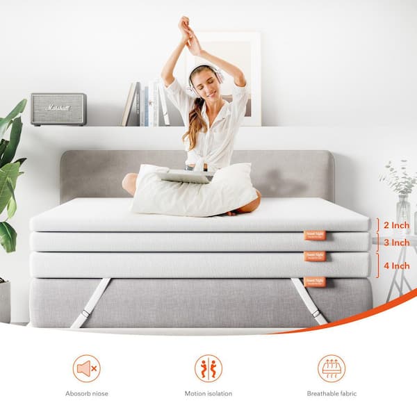 4 inch Gel Memory Foam Mattress Topper Queen size, Cooling Mattress Pad for Back Pain, with Removable Bamboo Cover,Bed Topper Soft & Breathable White