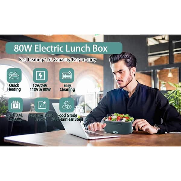 Anqtovp Portable Electric Lunch Box Stainless Steel Food