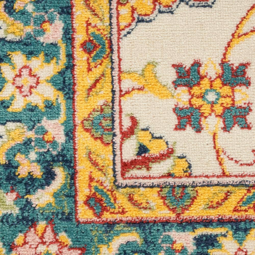 Ivory Gold Persian Floral 8' x 10' Synthetic Area Rug