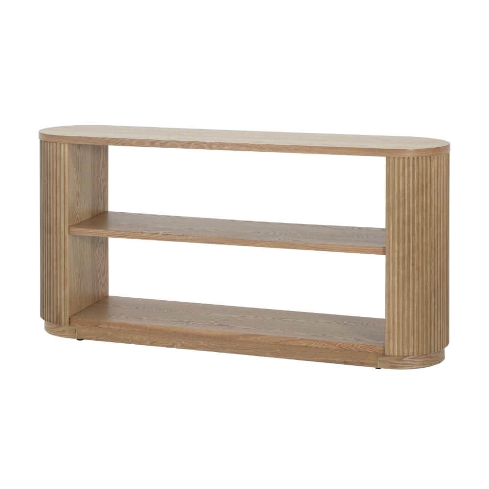58.9 in. W Natural Oval MDF Console Table with Open Shelves price history on PriceWatchPro
