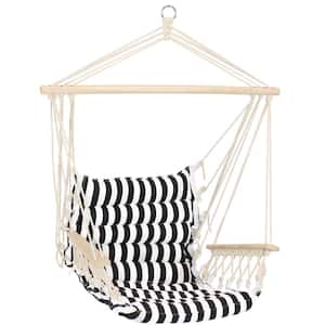 40 in. Polycotton Hammock Chair with Armrests in Contrasting Stripes