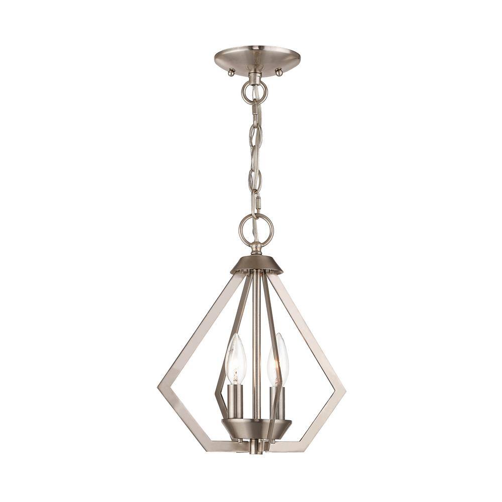 Brushed Nickel Mini Geometric 2-Light Chandelier