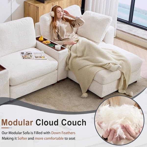 Seafuloy 121 in. Straight Arm 7-Piece Chenille Oversized Modular