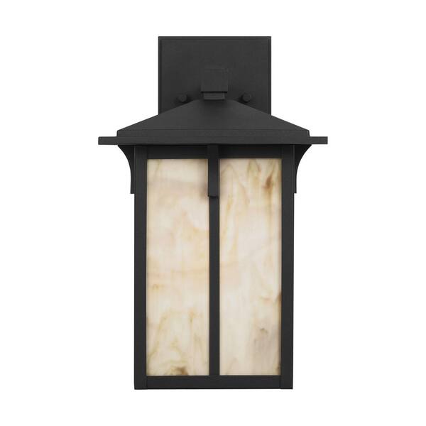 Generation Lighting - Tomek Medium 14 in. Black Outdoor Hardwired Wall Lantern Sconce with No Bulb Included