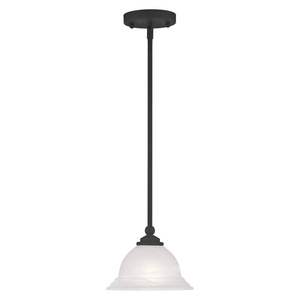 North Port Black Mini Pendant with White Alabaster Glass
