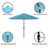 Pure Garden 10 ft. Outdoor Market Tilting Patio Umbrella with Base in Blue 50-100-BB