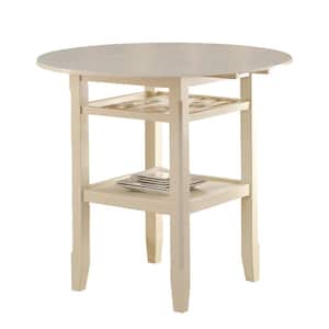 Tartys 40 in. Round Cream Wood Top with Wood Frame Seats 2