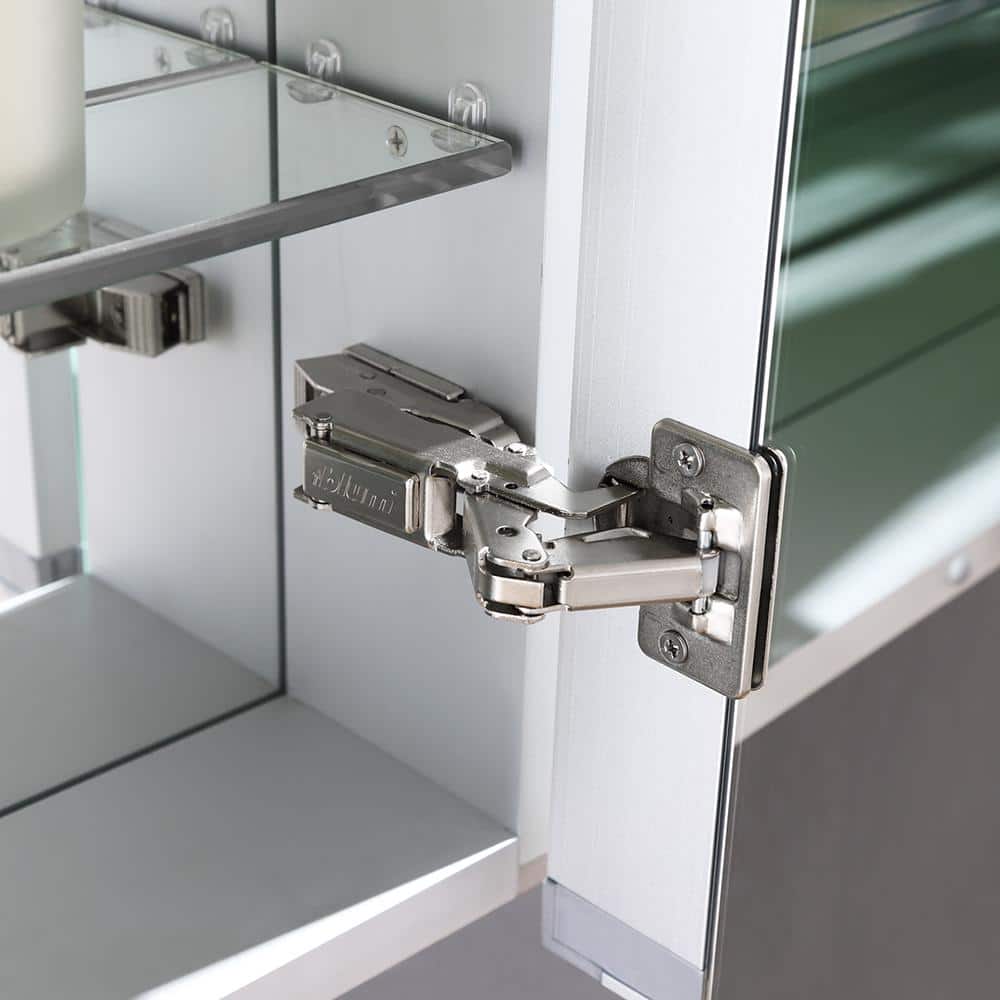 Modern 30'' Square Frameless Mirrored LED Medicine Cabinet with Clock