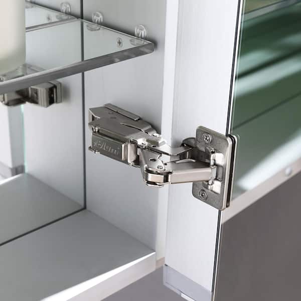 Spazio 30 in. W x 30 in. H Recessed or Surface Mount Medicine Cabinet with LED Lighting and Mirror Defogger
