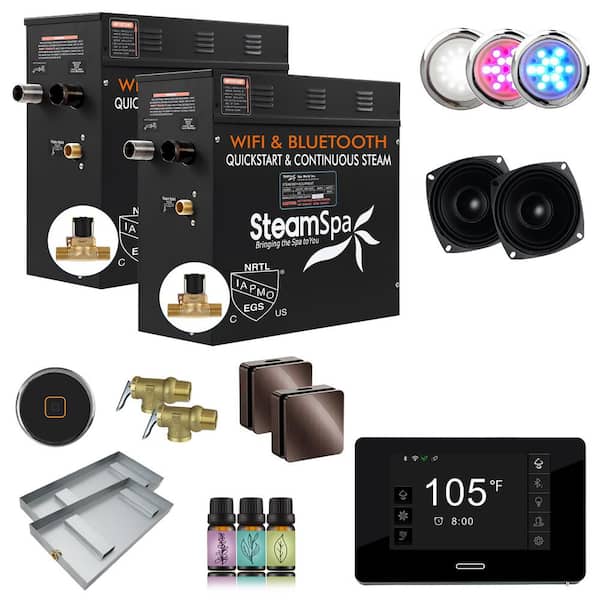 Black Series 15KW Steam Bath Generator with Advanced Touch Screen, BLUETOOTH WIFI, and Auto Drain in Oil Rubbed Bronze
