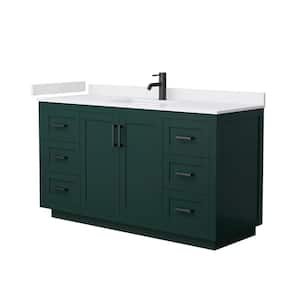 Miranda 60 in. W x 22 in. D x 33.75 in. H Single Bath Vanity in Green with White Cultured Marble Top
