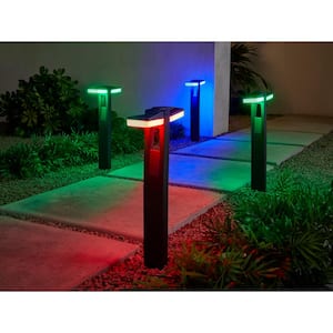 Smart Low Voltage Black Plug-in Integrated LED RGBw Landscape Path Light Kit Powered by Hubspace (4-Pack)