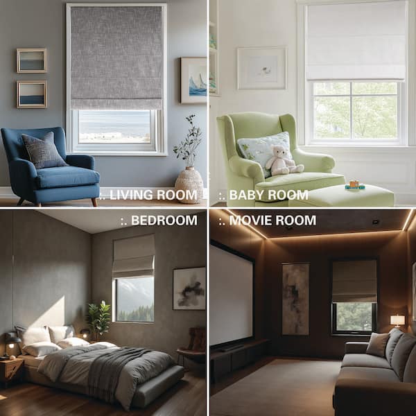 Madison Park Quincy White Cordless Total Blackout Roman Shade - 31