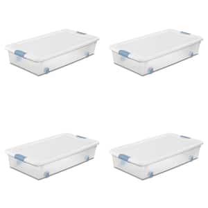 56 qt. Latching Stackable Wheeled Storage Container with Lid (4-Pack)